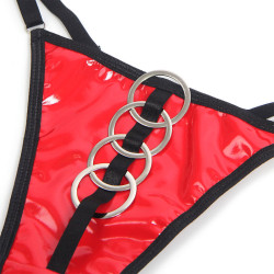 Subblime - 955540 Ensemble Soutien-Gorge À Fermeture Éclair En Cuir Verni Rouge L/Xl
